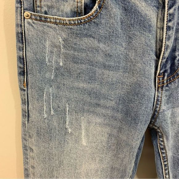 Jella C. Blue Floral Embroidered Distressed Skinny Mid Rise 5 Pocket Jeans 29 M - Picture 5 of 11